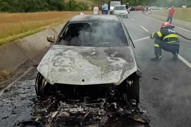 Kiégett egy autó Sóváradnál