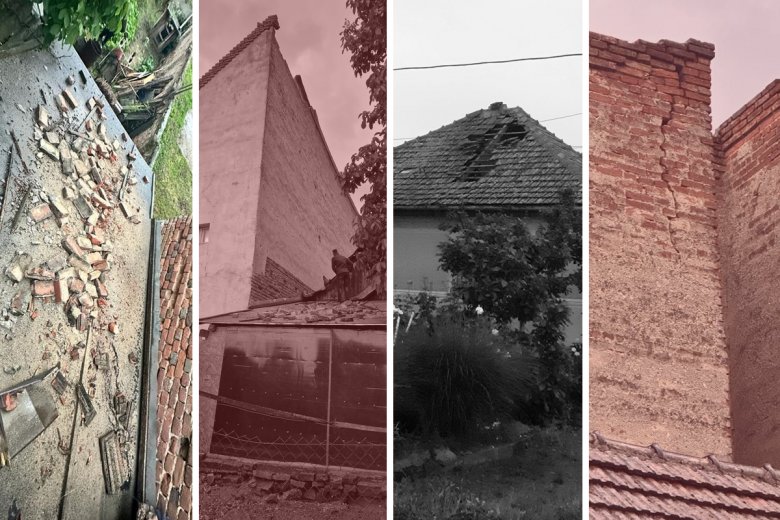 Lezuhant kémények, beszakadt háztetők, megrepedt falak – fotókon az Arad megyei földrengés utáni károk