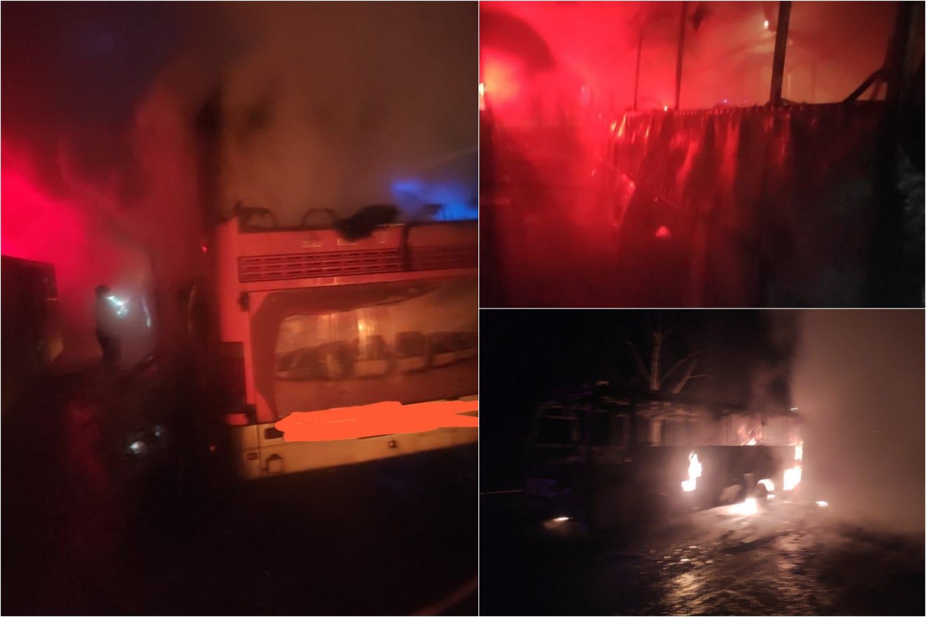 Autóbuszok gyúltak ki egy Maros megyei településen