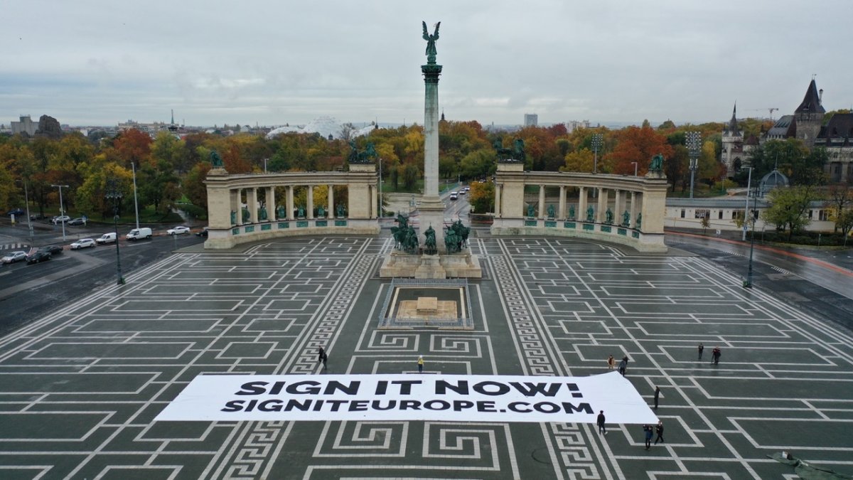 Látványos budapesti akcióval hívták fel a figyelmet az aláírás fontosságára