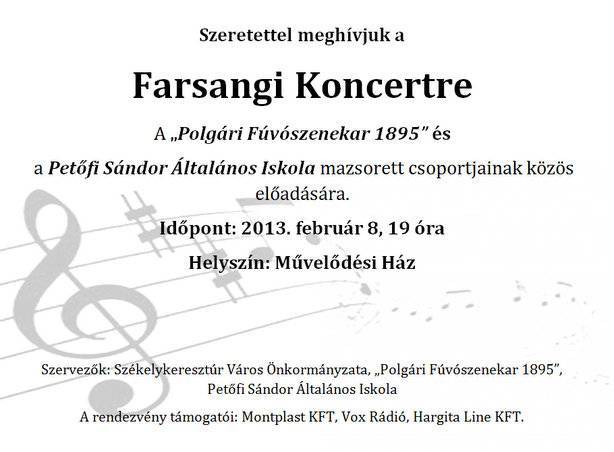 Farsangi koncertet tart a Polgári Fúvószenekar 1895