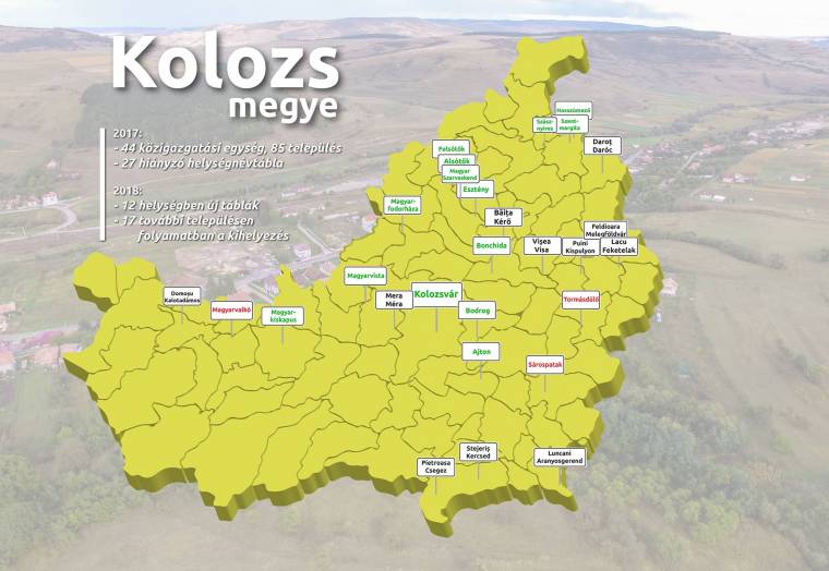 Tizenhét településen hiányzik a kétnyelvű tábla Kolozs megyében