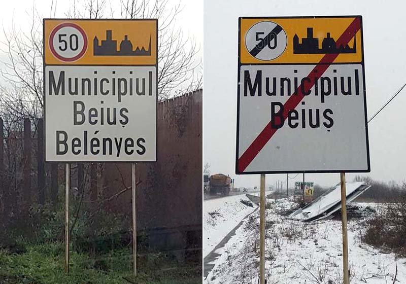 Kétnyelvűség mutatóban: pár hét után lefestették a hatóságok Belényes magyar nevét