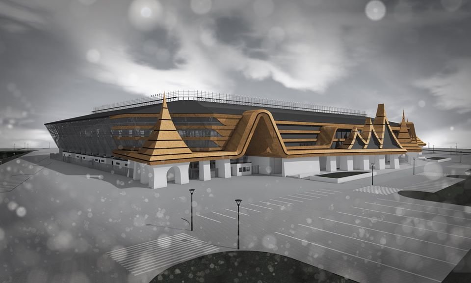 Kós és Makovecz stílusát idézi az épülő sepsiszentgyörgyi stadion homlokzata