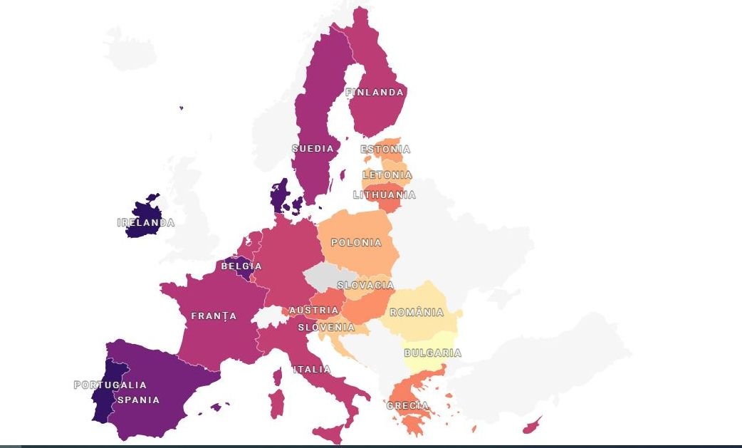 Románia alig látszik az európai uniós oltottsági térképen   