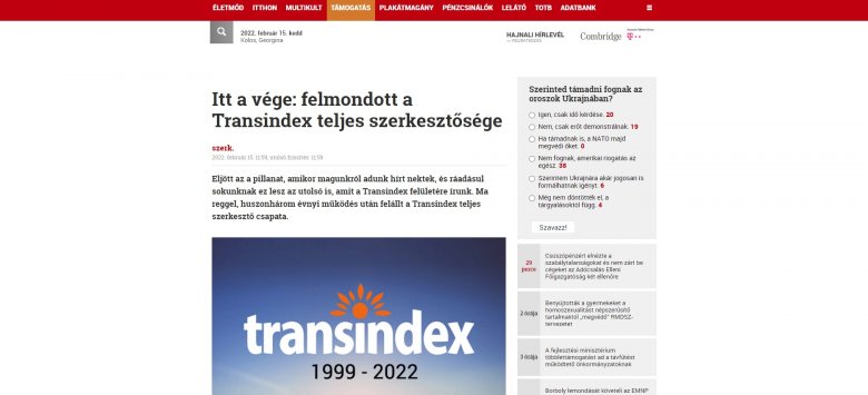 Beborult a napos oldalon: felmondott a Transindex teljes szerkesztősége