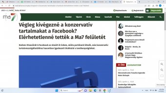 Konzervatívnak ítélhette, így elérhetetlenné tette a legnagyobb felvidéki magyar hírportál tartalmait a Facebook