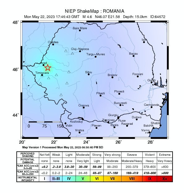 Két közepes erősségű földrengést mértek Arad megyében hétfőn este, sokan az utcára menekültek, Kolozsváron is érezni lehetett