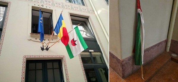 Eltávolították a magyar zászlót az RMDSZ bihari szervezetének székházáról Nagyváradon